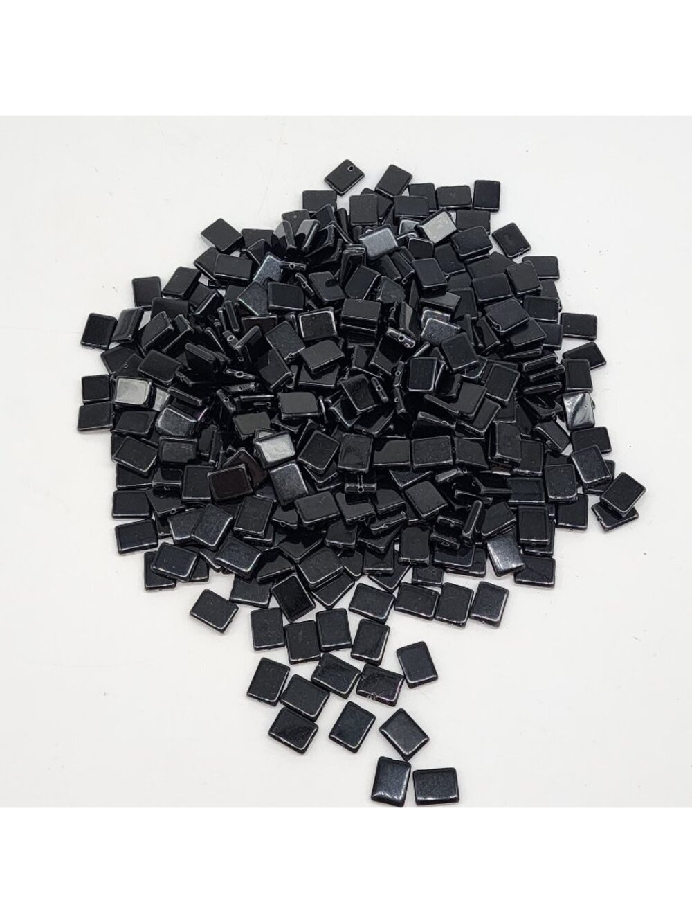Black Rectangle Glass Beads 5mm x 6mm Holes For Jewelry Making 2 Pounds